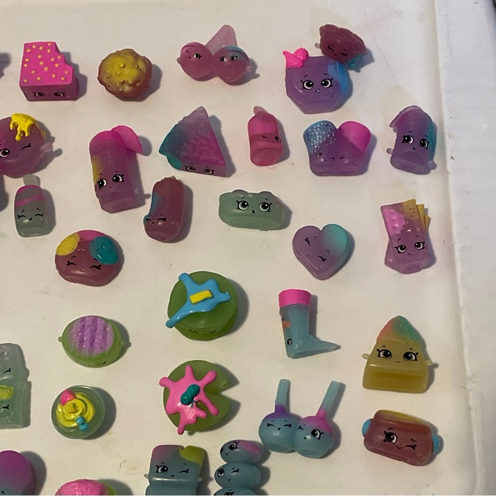 Shopkins Lot Miniature Toy Collection - Pink, Yellow, Green